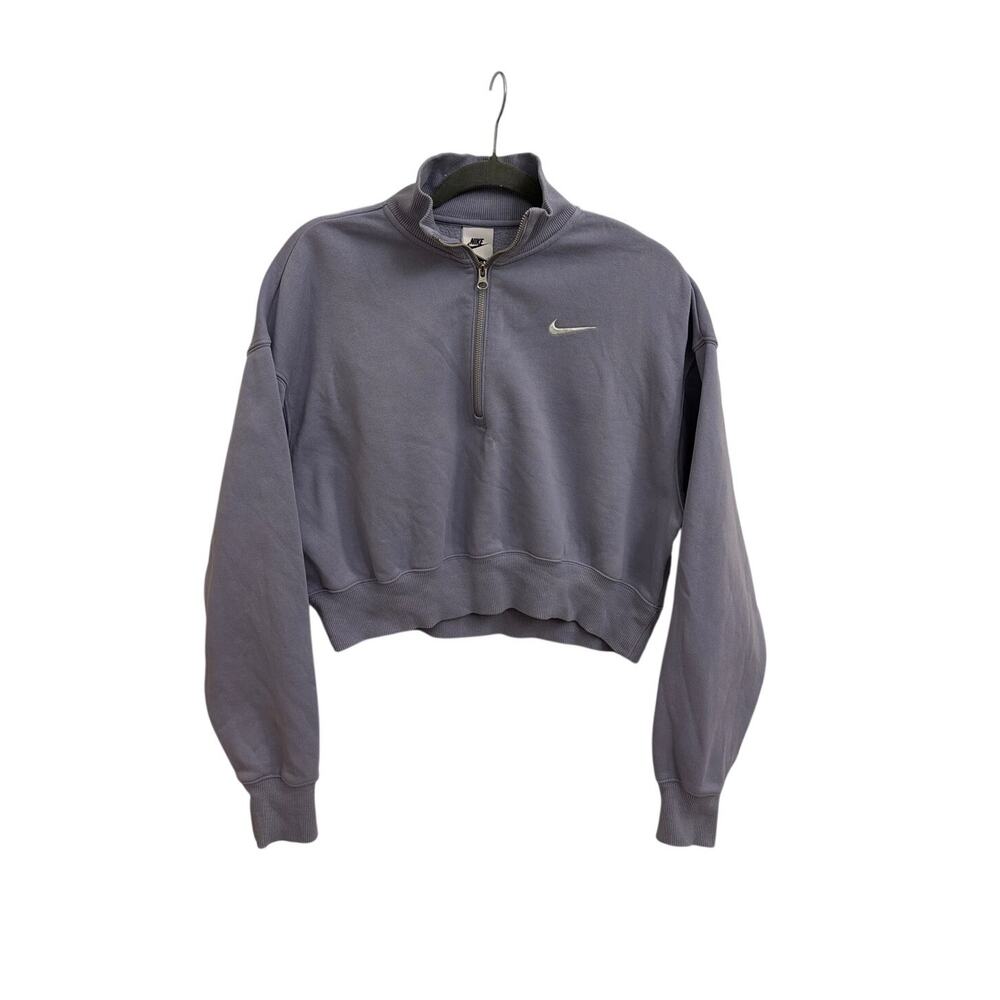Nike Sportswear Phoenix Fleece 1/2-Zip Crop Sweatshirt Purple White Size Small